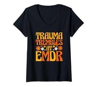 Womens Trauma Trembles At EMDR PTSD Awareness V-Neck T-Shirt