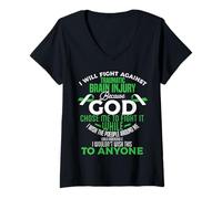 Womens Traumatic Brain Injury Awareness T Shirt TBI Awareness Shirt V-Neck T-Shirt