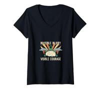 Women's Traumatic Brain Injury | Invisible Injury Visible Courage V-Neck T-Shirt