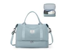 Women's Travel Bag, Lightweight Hand Luggage Bag, Gym Sports Bag with Shoe Compartment, Waterproof Weekend Bag Hospital Bag with Separate Wet Bag, F6-Light Blue, 40x20x25cm Sac de Voyage