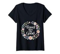 Women's Travel Does The Good Adventure Mindset Trip |- V-Neck T-Shirt