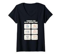Women's Travel Obsessed Things I Do in My Spare Time Vacation V-Neck T-Shirt