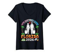 Women's Traveling Couple 40th Birthday Squad Florida 2026 Vacation V-Neck T-Shirt