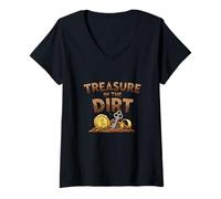 Womens Treasure in The Dirt Metal Detecting Hobby Pride V-Neck T-Shirt