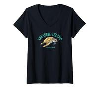 Women's Treasure Island Florida Sea Turtle Design V-Neck T-Shirt