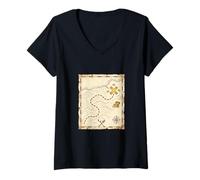 Women's Treasure Map Metal Detecting Detectorist Hunter V-Neck T-Shirt