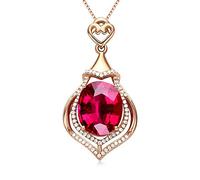 Women'S Treasure Pigeon Blood Red Tourmaline Pendant Plated Gemstone Necklace Simulation Diamond Clavicle Chain, Pendant Necklaces