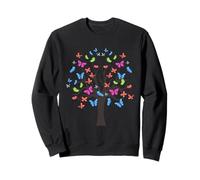 Womens Tree Butterfly In April Blue Autism Colorful Trees Sweatshirt
