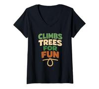 Women's Tree Climber Rewilding Adult Primal Movement V-Neck T-Shirt