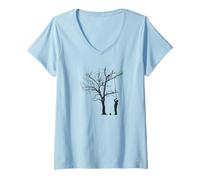 Womens Tree Nature Motif for Sustainability and Environmental V-Neck T-Shirt