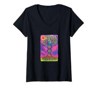 Womens Tree of Life DNA Yggdrasil Ancestry Roots Genetic Code V-Neck T-Shirt