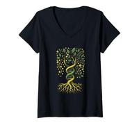 Womens Tree of Life DNA Yggdrasil Ancestry Roots Genetic Code V-Neck T-Shirt