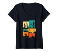 Womens Trees Wildlife Nature Outdoor Vintage Forest V-Neck T-Shirt