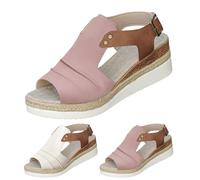Women's Trekking Sandals with Footbed, Wedge Sandals, Women's Black Leather Beach Sandals, Adjustable Knitted Wedge Heel Sandals, Wedges, Outdoor Sandals, Sling Back Espadrilles Comfortable Sandals