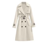 Women'S Trench Coat Double-Breasted Long Waterproof Trench Coat Women Windprooff Classic Lapel Overcoat Stylish Slim Fit Jackets Lightweight Outerwear With Belted (Beige, L)