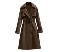 Women'S Trench Coat Double-Breasted Long Waterproof Trench Coat Women Windprooff Classic Lapel Overcoat Stylish Slim Fit Jackets Lightweight Outerwear With Belted (2-Brown, L)