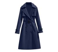 Women'S Trench Coat Double-Breasted Long Waterproof Trench Coat Women Windprooff Classic Lapel Overcoat Stylish Slim Fit Jackets Lightweight Outerwear With Belted (1-Navy, XXXL)