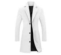 Womens Trench Coat Single-Breasted Long Wool Coats Ladies Elegant Lapel Collar Mid Length Longline Overcoat Plus Size Classic Smart Office Work Pea Coat
