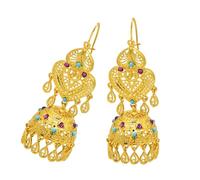 Women's Trend Gold Plated Indian Jhumka Earrings Geometric Dangle Banquet Fashion Jewelry Accessories Stylish Outfits Fashion Jewelry For Women