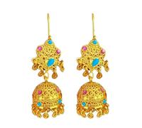 Women's Trend Gold Plated Indian Jhumka Earrings Geometric Dangle Banquet Fashion Jewelry Accessories Stylish Outfits Elegant Earrings For Women