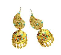 Women's Trend Gold Plated Indian Jhumka Earrings Geometric Dangle Banquet Fashion Jewelry Accessories Stylish Outfits Fashion Jewelry For Women