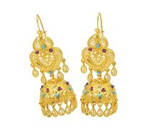 Women's Trend Gold Plated Indian Jhumka Earrings Geometric Dangle Banquet Fashion Jewelry Accessories Stylish Outfits Geometric Dangle Earrings