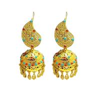 Women's Trend Gold Plated Indian Jhumka Earrings Geometric Dangle Banquet Fashion Jewelry Accessories Stylish Outfits Elegant Earrings For Women