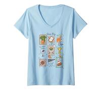 Women's Trendy Apparel Game Day Go Team Football Stamps Collage V-Neck T-Shirt