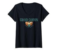 Women's Trendy Apparel Grand Canyon Arizona Soaring Eagle Sunset V-Neck T-Shirt