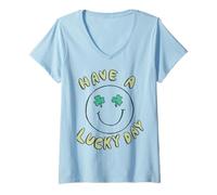 Women's Trendy Apparel St. Patrick's Day Have A Lucky Day Vintage V-Neck T-Shirt