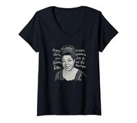 Women's Trendy Black History Maya Angelou Quote V-Neck T-Shirt, Black, Medium