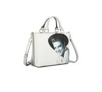 Womens Trendy Collection Elvis Presley Lightweight Tote Fashion PU Leather Hobo Handbag Shoulder with Crossbody Strap - E12-Silver