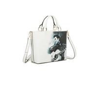 Womens Trendy Collection Elvis Presley Lightweight Tote Fashion PU Leather Hobo Handbag Shoulder with Crossbody Strap - E2-White
