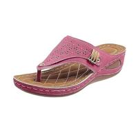 Womens Trendy Dressy Wedge Sandals Summer Thong 2026 Cutout Summer 2026 Spring Thick Sole Solid Color Spring 2026 Slide Leather Comfortable Vintage Sexy Western Women's Comfy Cute