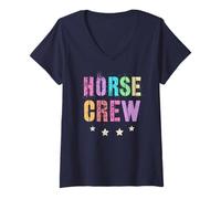 Womens Trendy EAT Sleep Ride Horses Repeat Gallop Team Horseback V-Neck T-Shirt