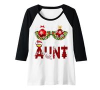 Womens Trendy First Xmas As an Aunt His and Hers Xmas Tinsel Tits Raglan Baseball Tee