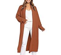 Women's Trendy Long Cardigans Sweater Lightweight Open Front Long Sleeve Maxi Duster Coats Ladies Longline Knitwear Jackets Fashion Coat Outwear Brown 4XL