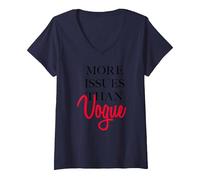 Women's Trendy More Issues Than Vogue V-Neck T-Shirt, Navy Blue, X-Large