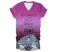 Women's Trendy Not Fragile Like A Flower Fragile Like A Bomb Tshirt 2025 Short Sleeve Summer Loose Tops Casual Letter Loose Fit Cute Feminist Spring T Shirts Going Out Comfortable Hot Pink