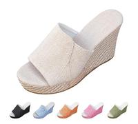 Womens Trendy Open Toe Platform Sandals - Comfortable and Versatile - Various Colours Available Ladies Shoes Summer Shoes With Heel, beige, 10 UK