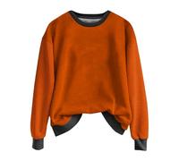 Women's Trendy Paneled Pullover - Asymmetrical Colour Design, Cosy Long Sleeve Jumper Women's Sportswear Grey
