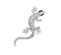 Womens Trendy Rhinestone Lizard Animal Brooch Pin White2892