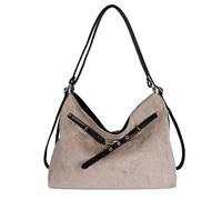 Women's Trendy Suede Crescent Tote Bag Large Capacity Soft Leather Satchel Purse Travel College Work Handbag Casual Retro Shoulder Bag (006-Khaki (single bag),36*11*28 CM / 14.17*4.33*11.02 IN)