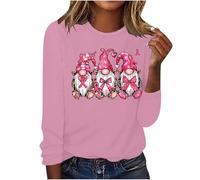 Womens Trendy T Shirts Long Sleeve Loose Blouse Breast Cancer Awareness Shirt for Women Long Length Sleeve Womens Tops Crew Neck Sweatshirts Breast Cancer Shirts T Shirts Long Sleeve Women (Pink, XL)