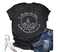 Women's Trendy to The Stars Who Listen and The Dreams Tee Shirts for Women Casual 2025 Loose Sports Tops Spring to The Stars Who Listen and The Dreams That are Answered Tees Shirts Black