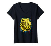 Women's Trendy Urban Graffiti Style Graphic V-Neck T-Shirt