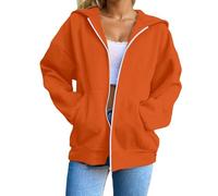 Women's Trendy with Hood Hoodies Fall Solid Color Cool Pullover Sweatshirts Cute Zip Up Casual Sweaters Comfort Preppy Funny Y2K Vintage Personalized Loose Fit Workou Fashion Goth Orange
