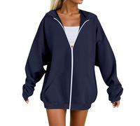 Women's Trendy with Hood Hoodies Fall Solid Color Cool Pullover Sweatshirts Cute Zip Up Casual Sweaters Comfort Preppy Funny Y2K Vintage Personalized Loose Fit Workou Fashion Goth Navy