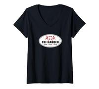Womens TRI Harder - Hardcore Triathlete Triathlon Endurance V-Neck T-Shirt