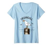 Women's Triangull Triangle Seagull Bird Pun Cute Geometric V-Neck T-Shirt